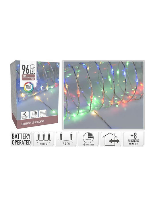 96 Λαμπάκια LED 7μ. Πολύχρωμα Μπαταρίας σε Σειρά