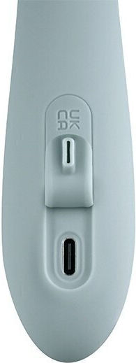 App-controlled Rabbit Vibrator Heating Svakom Chika Liquid Silicone 187x31x59 Mm Turquoise Gray