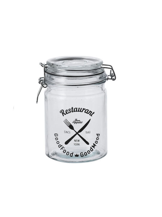 Set 3 Excellent Houseware Food Storage Containers Glass Metal 9x14.5 Cm 750 Ml Transparent