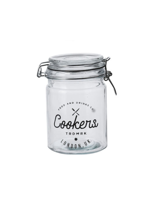 Set 3 Excellent Houseware Food Storage Containers Glass Metal 9x14.5 Cm 750 Ml Transparent