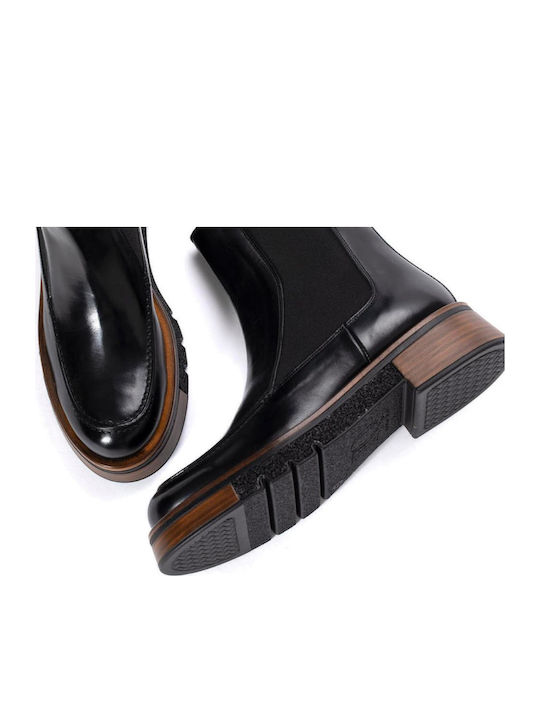Leder Stiefeletten Damen Schwarz
