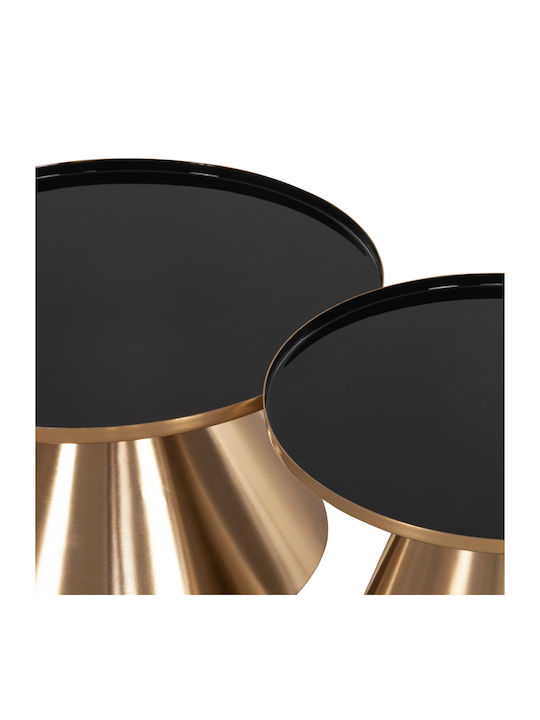 Rundes Beistelltisch Lorme Metall Schwarz & Gold 2 Stück M40xB40xH35cm