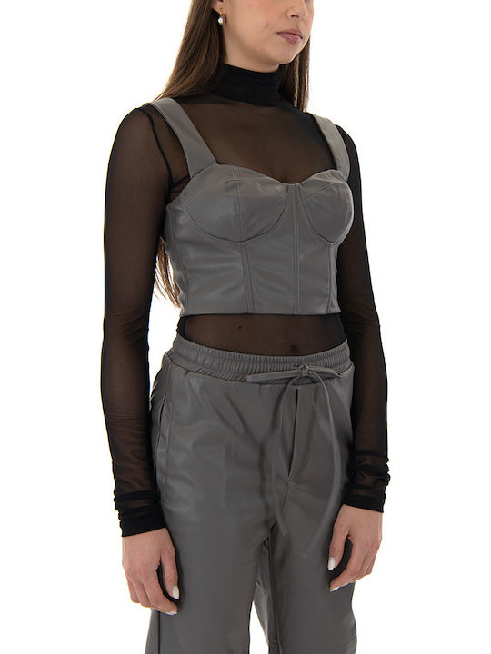 Women's Blouse Corset with Straps Gray
