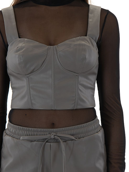 Women's Blouse Corset with Straps Gray