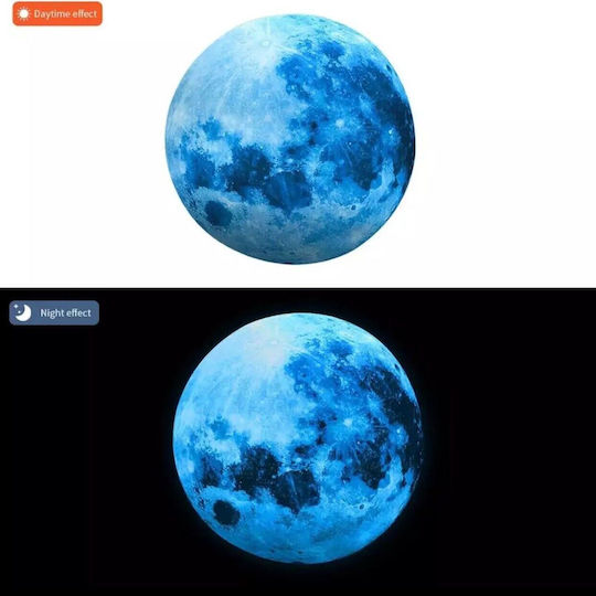 Autocolant fosforescent Lună Satelitul Natural al Pământului Strălucește în Întuneric Autoadeziv 30cm Albastru Oferte Originale