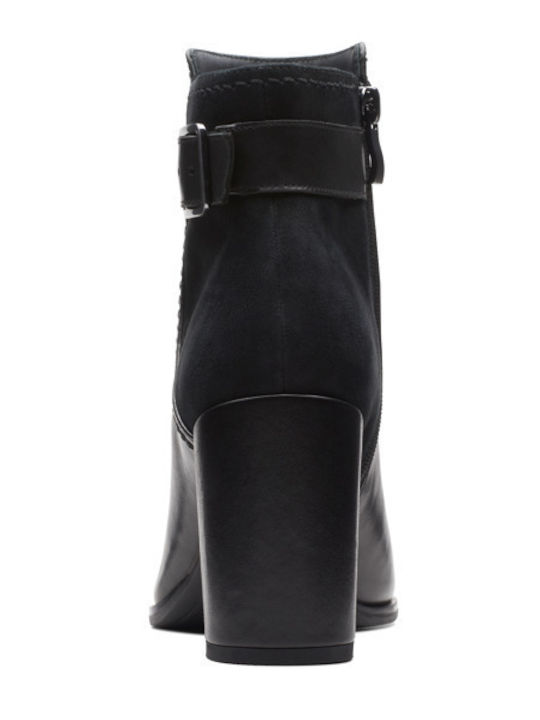Buckle Ghete Dama Chelsea De Piele Cu Toc Înalt Negre