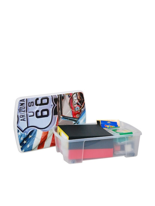 ArtPlast Plastic Storage Box with Wheels and Lid Transparent 56x39x18cm 1pcs