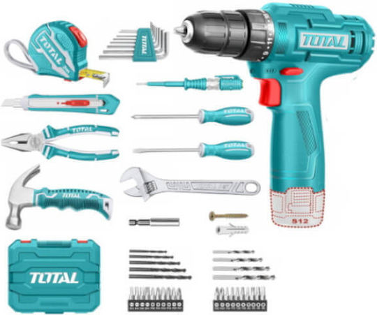 Total Drill Driver Battery 12V 1x1.5Ah Set of 89 pieces