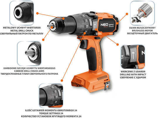 Neo Tools 04-616 Schlagbohrschrauber Batterie Solo Bürstenlos 18V