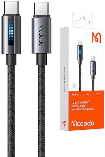 Mcdodo USB 2.0 Cable USB-C male - USB-C 100W PD Μαύρο 1.2m 196P16