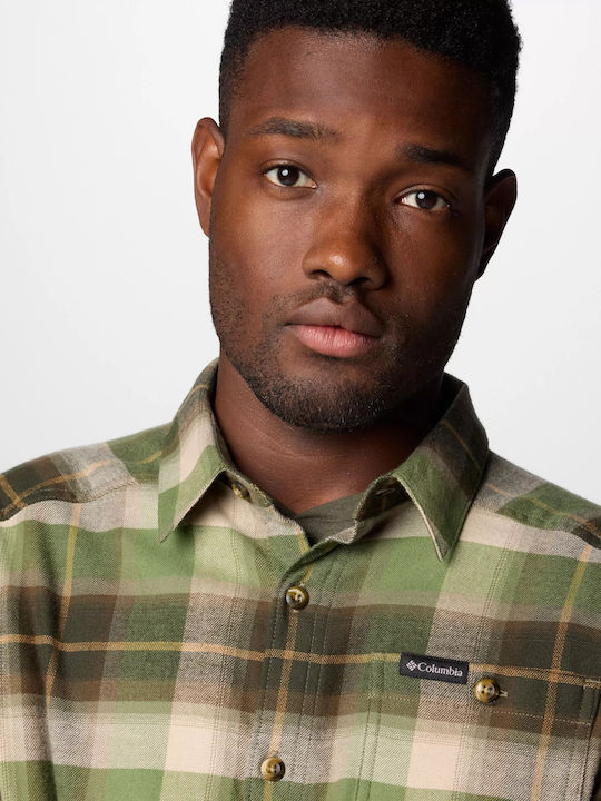 Cornell Woods Long-sleeved Flannel Shirt Checked Khaki