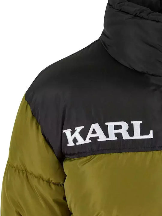 Retro Jacket Puffer Olive Green, Black
