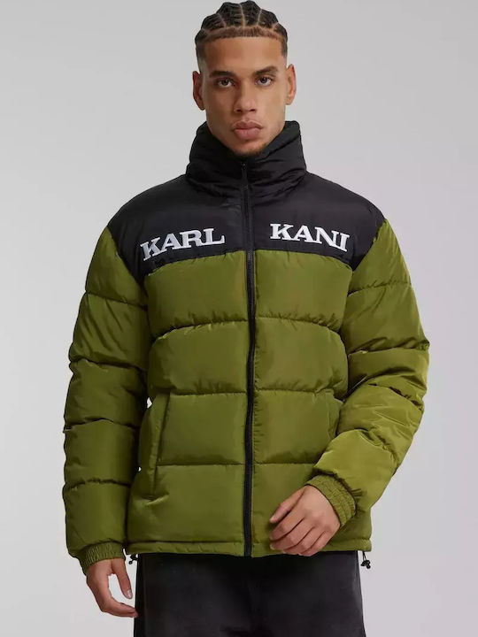 Retro Jacket Puffer Olive Green, Black