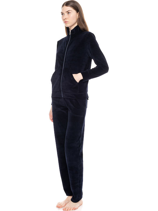 Pink Label Winter Damen Schlafanzug Set Baumwollene Schwarz