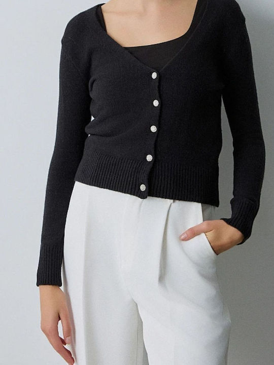 Women's Knitted Cardigan with Buttons Black