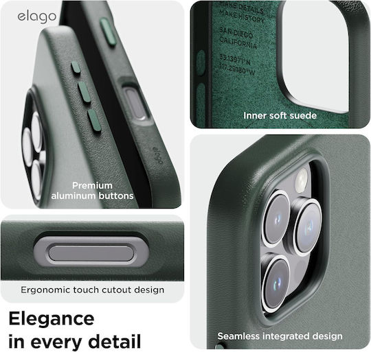 Elago Задна корица Кожа Зелен (iPhone 16 Pro)