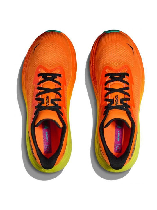 Hoka Arahi 7 Sport Shoes Running Electric Tangerine / Black