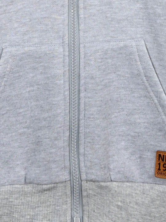 Kids Sweatshirt Cardigan With Hood And Pockets Grey