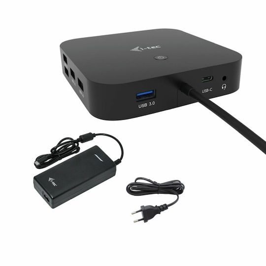 i-tec USB-C Docking Station with HDMI/DisplayPort 4K PD Ethernet and Support for 2 Monitors Black