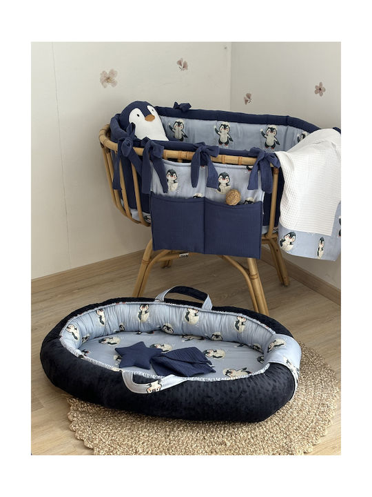 Velvet White Βρεφικό Μαξιλάρι Φωλιά Navy Μπλε