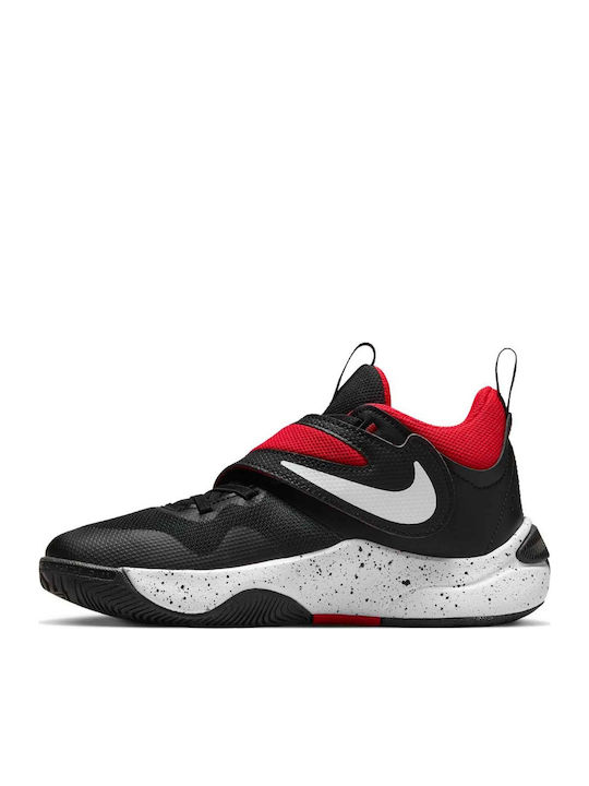Team Hustle D 11 K Kids Sports Shoes Basketball with Hoop & Loop Closure Black