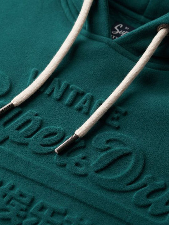 D2 Ovin Embossed Vl Graphic Cardigan with Green Hood