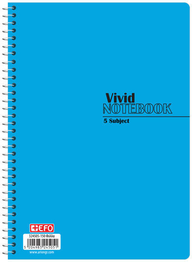 +Efo Τετράδιο Ριγέ Β5 5 Θεμάτων Vivid Πορτοκαλί