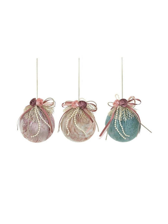 Hanging Ball Ornament Ornament Fabric Beige 7x10cm Set 6pcs