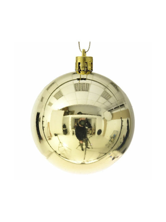 Hanging Ball Ornament Plastic Gold Set 4pcs