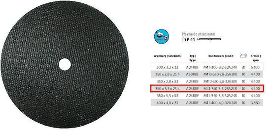 Incoflex Metal Cutting Disc 350 X 3.5 X 25.4mm