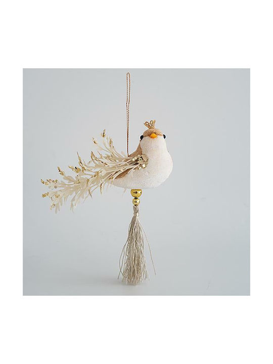 Hanging Bird Beige 14x13cm