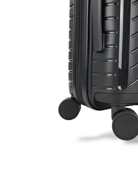 Stelxis Cabin Travel Suitcase Hard Black with 4 Wheels Height 55cm