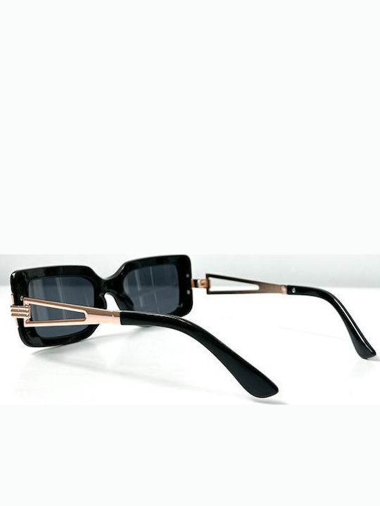 Looks Style Eyewear Γυναικεία Γυαλιά Ηλίου με Μαύρο Κοκκάλινο Σκελετό και Μαύρο Φακό 74caz-00067