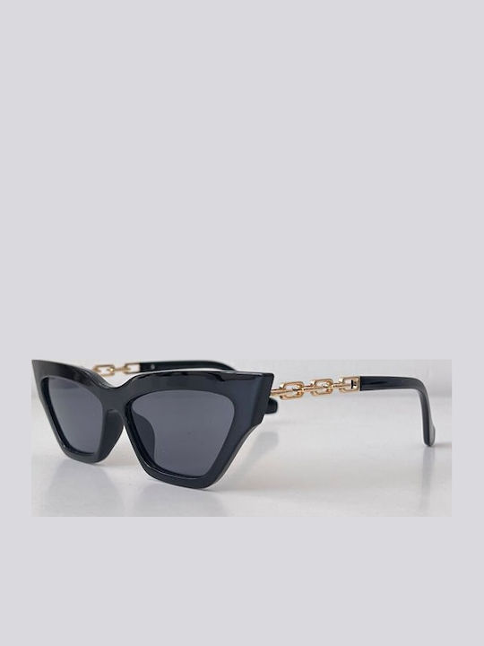 Looks Style Eyewear Γυναικεία Γυαλιά Ηλίου με Μαύρο Κοκκάλινο Σκελετό και Μαύρο Φακό 74cat-02110