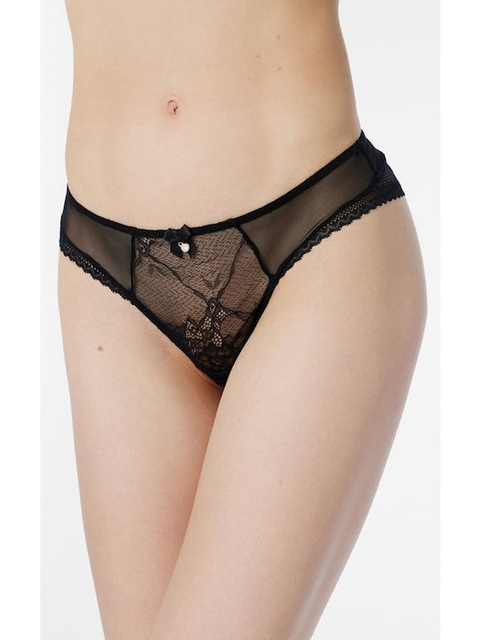 Minerva Panty Women's Brazil with Lace Black