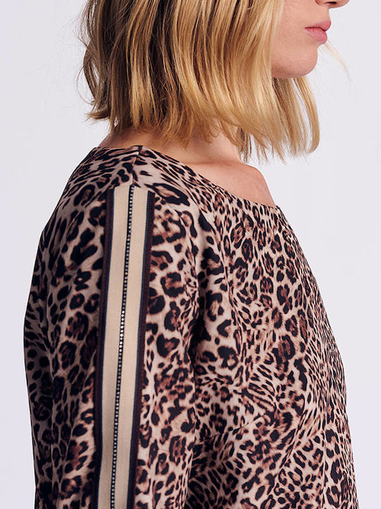 Bluza Damă cu Mânecă 3/4 Animal Print Multicolor
