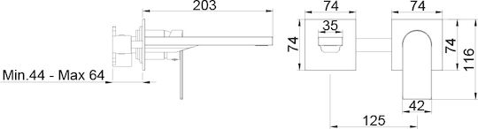 AQG Built-in Mixer & Spout Set for for Bathroom Sink Black