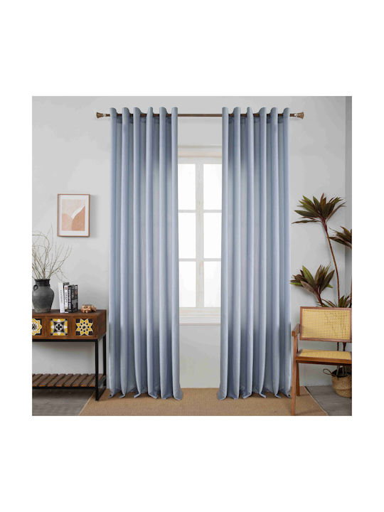 Homeone Perdea cu Capse Albastru deschis 280x270cm