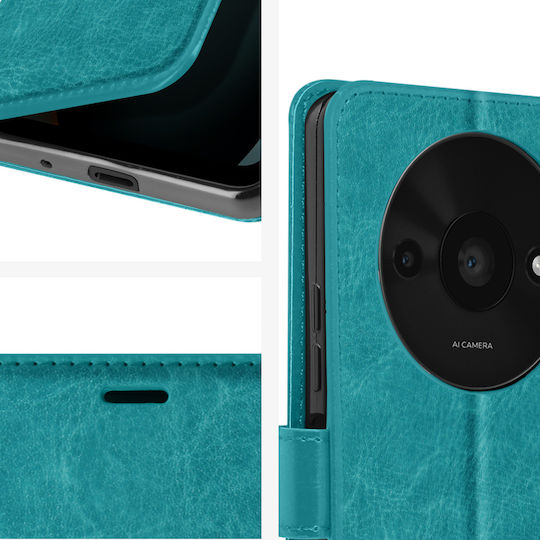 Mayaxess Folio Case Redmi A3 Wrist Strap Protector Multifunction Flap Turquoise