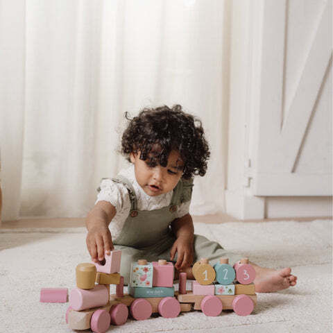 Little Dutch Stacking Toy Train made of Wood with Music for 12++ Months