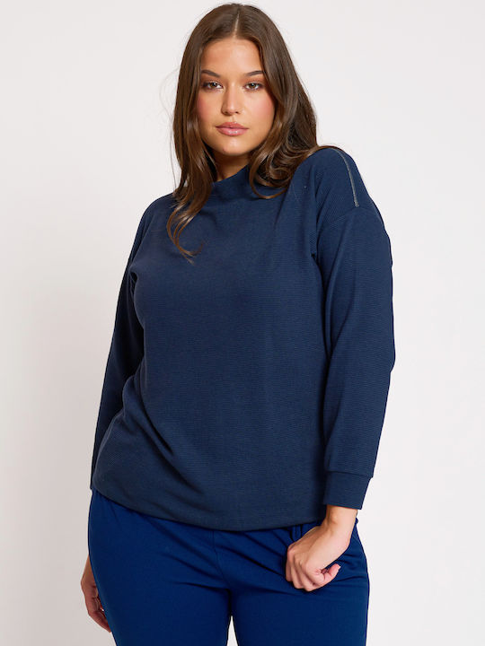 Women's Blouse Long Sleeve Navy Blue