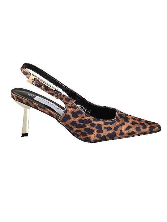 Elenross Patent Leather Stiletto High Heels with Strap Animal Print