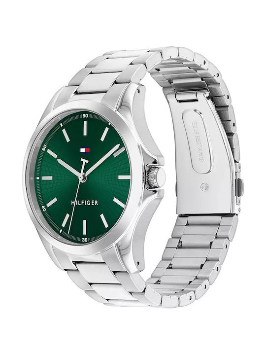 Tommy Hilfiger Bruce Herrenuhr 43mm Batterie mit Silber Metallarmband