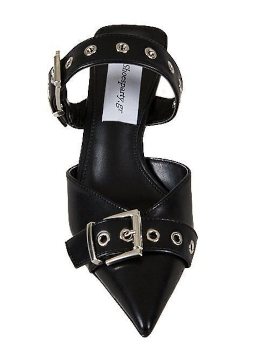 Pumps mit Riemchen & mittelhoher Absatz Schwarz