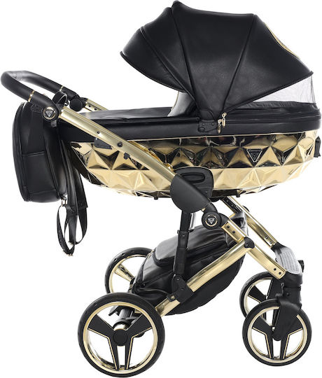 Junama Diamond Handcraft Adjustable 2 in 1 Baby Stroller Suitable for Newborn Black