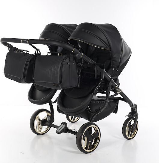 Junama Fluo Line Duo Adjustable Double Stroller Suitable for Newborn Black