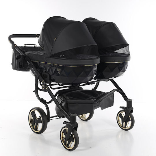 Junama Fluo Line Duo Adjustable Double Stroller Suitable for Newborn Black
