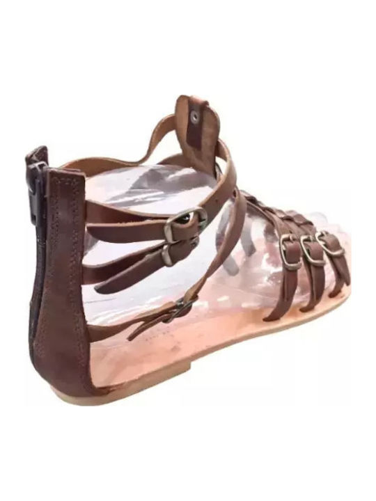 Flache Sandalen für Damen in Braun Farbe