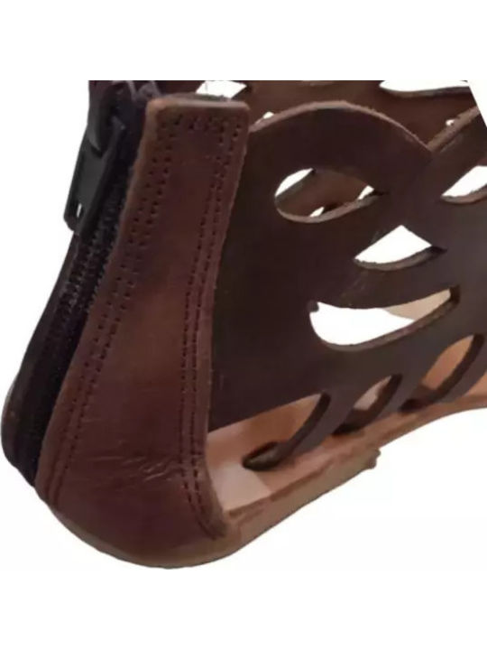 Flache Sandalen für Damen in Braun Farbe