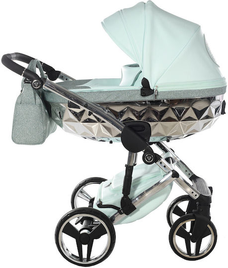 Junama Handcraft Glitter Adjustable 2 in 1 Baby Stroller Suitable for Newborn Mint